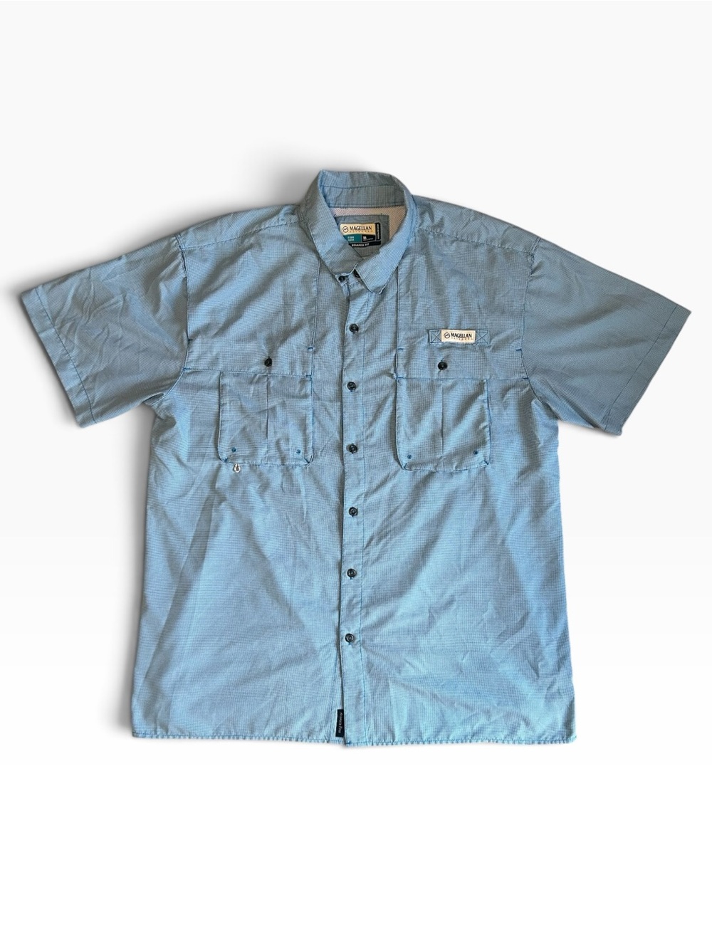 Magellan Outdoors Fish Gear XL Fishing Shirt Blue Check
